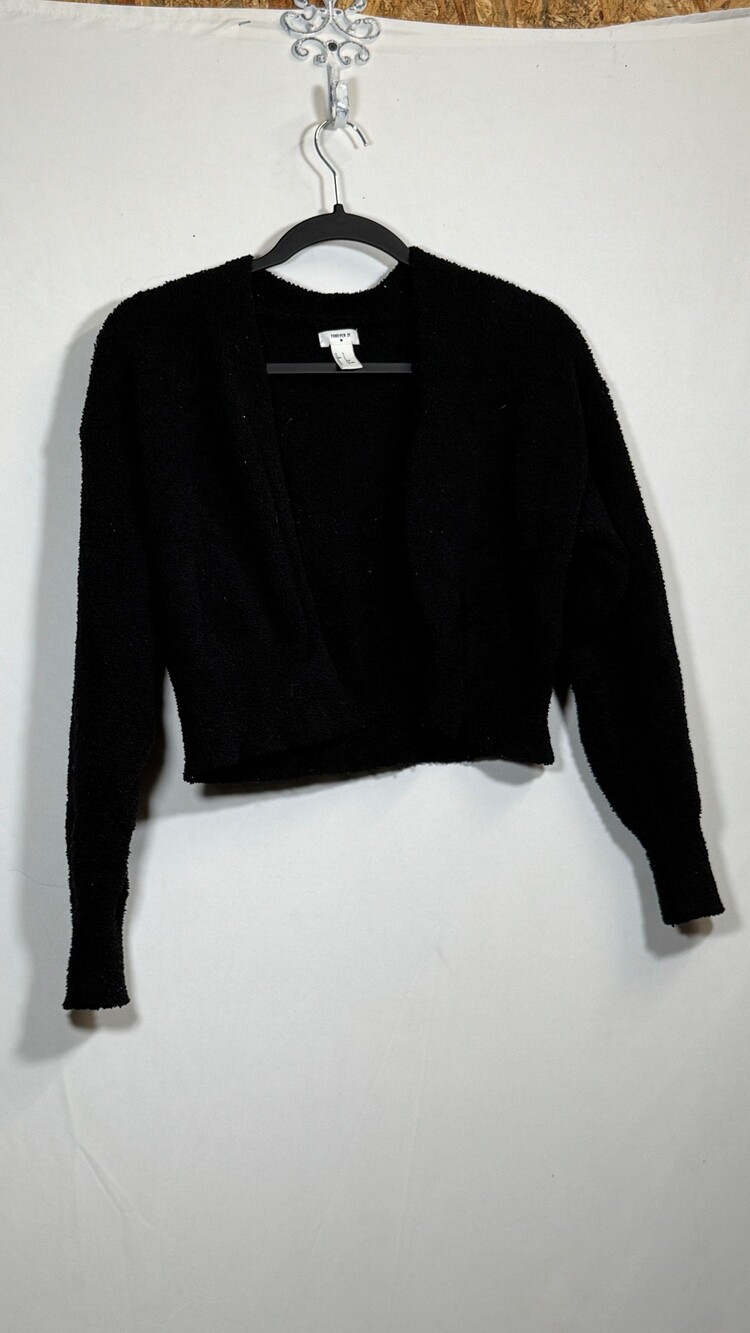 Forever 21 Small Black Cropped Cardigan Long Sleeve Knit